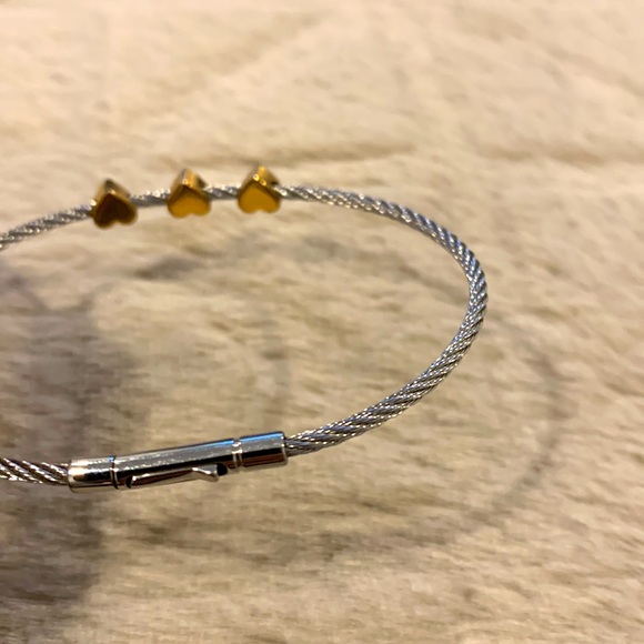 Fossil Triple Heart Bracelet Stainless Steel Silver and Rose Gold - Picture 4 of 8